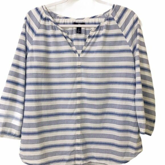 Gap Peasant Top Blue 100% Cotton Lightweight Nautical Boho Striped Size S - Picture 1 of 12
